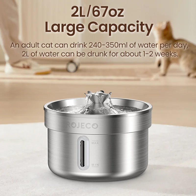 Fontaine à Eau Silencieuse pour Chat & Chien – Inox | ANIMORA