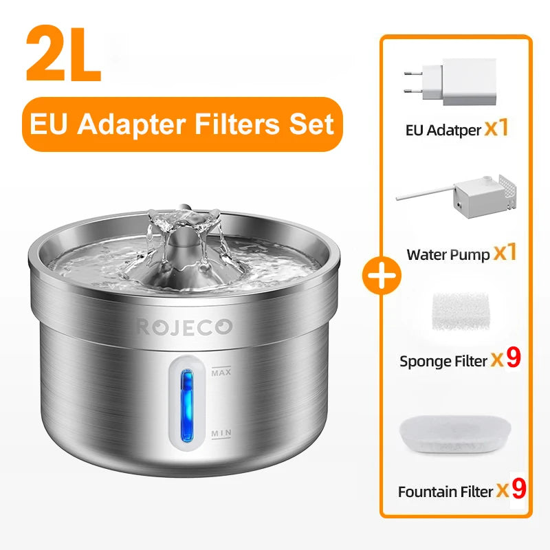 Fontaine à Eau Silencieuse pour Chat & Chien – Inox | ANIMORA