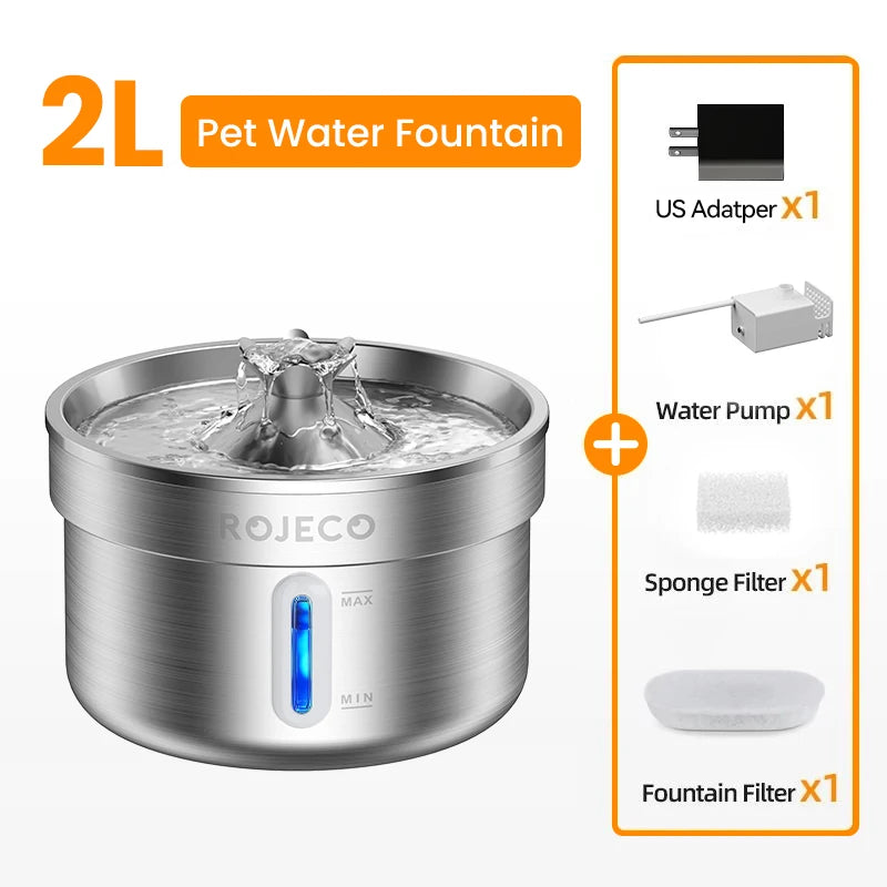 Fontaine à Eau Silencieuse pour Chat & Chien – Inox | ANIMORA