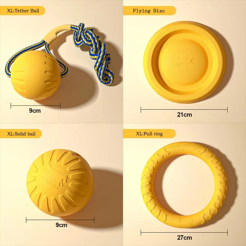 Jouets EVA Solides pour Chien – Pack 4 Pièces : Frisbee, Balle, Corde & Anneau