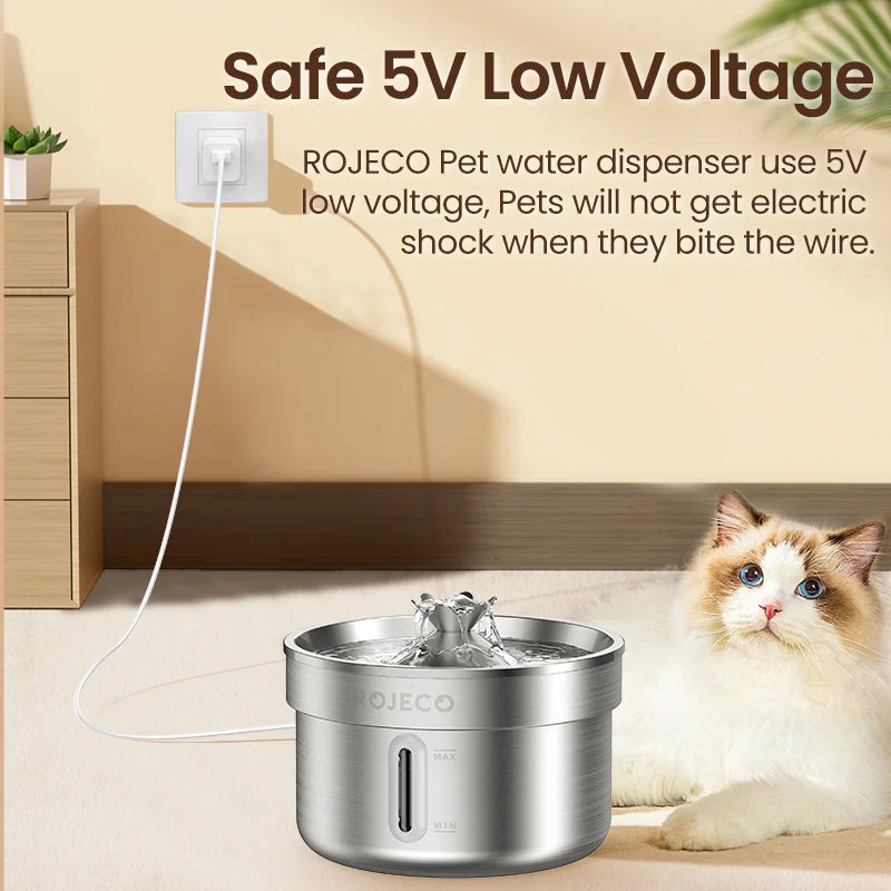 Fontaine à Eau Silencieuse pour Chat & Chien – Inox | ANIMORA