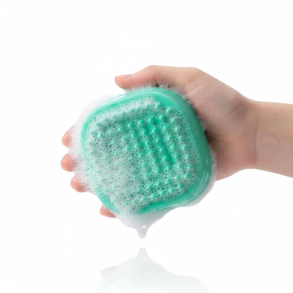 Gant silicone vert toilettage chien